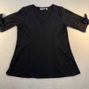 Susan Graver Classic Black V-Neck Long Sleeve Top